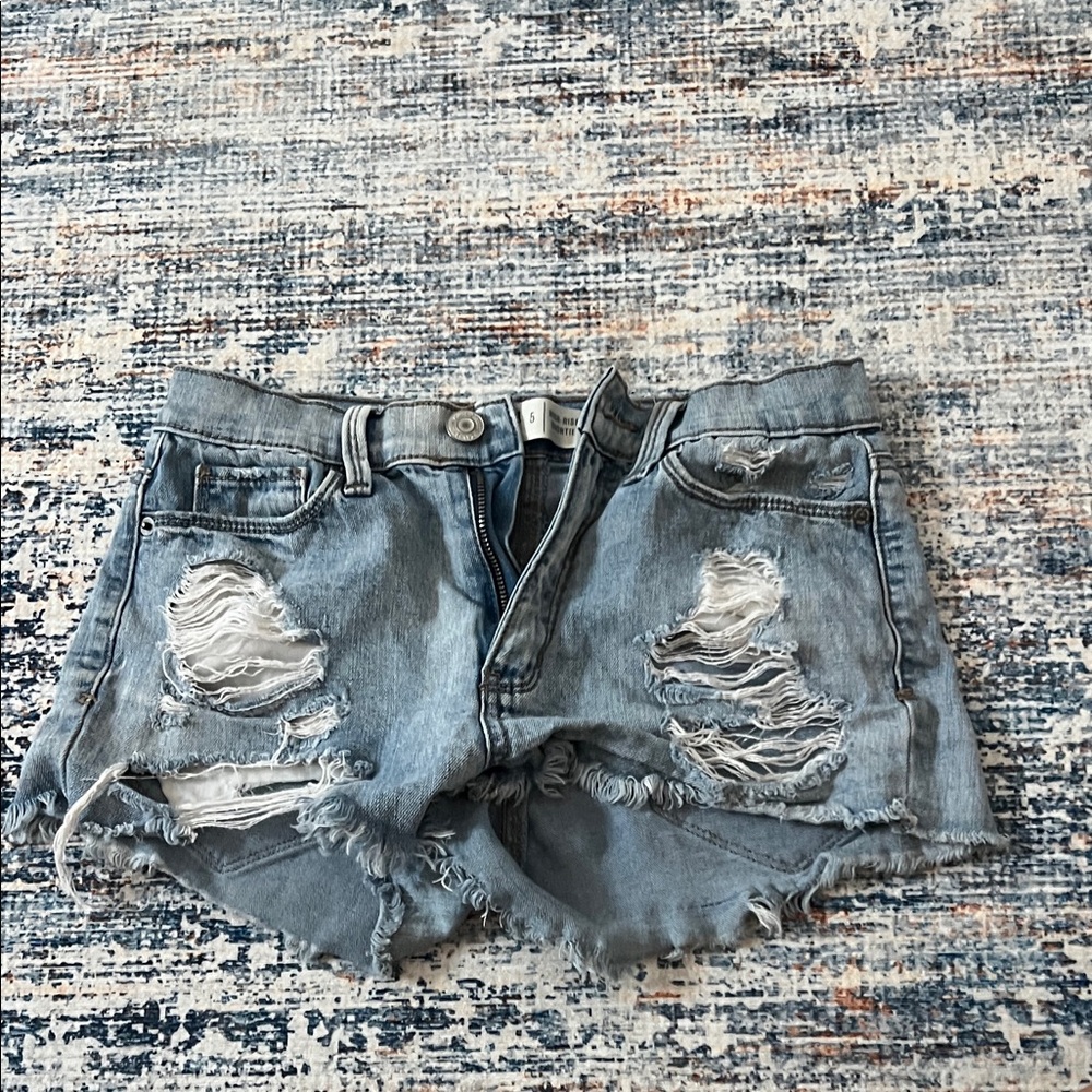 Mudd Light Blue Distressed Jean Shorts